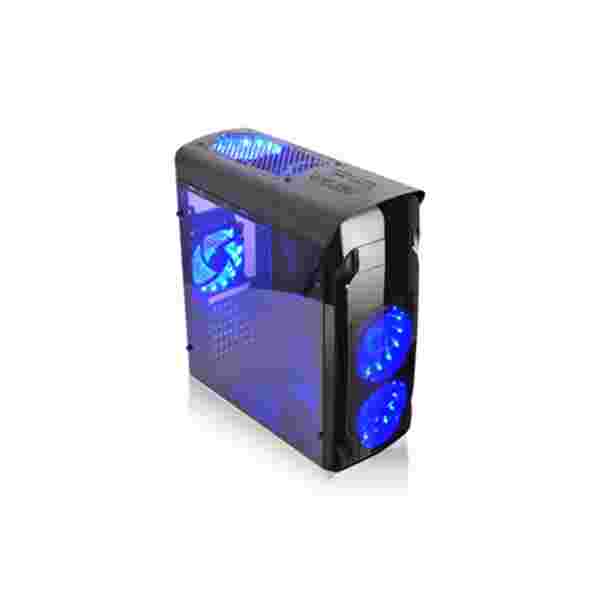 AGILER CASE GAMING ATX NEGRO CON PANEL TRANSPARENTE LATERAL, 4 ABANICOS 120MM LED AZUL, NO INCLUYE POWER SUPPLY (AGI-C010)* - Imagen 1