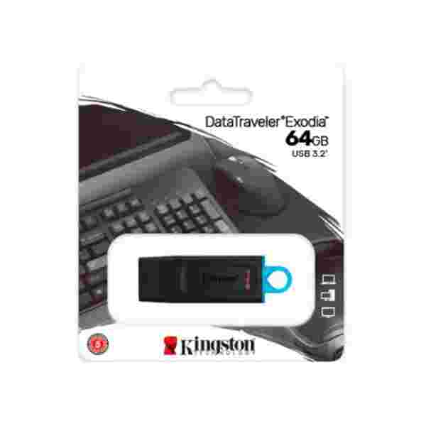 64 gb Kingston DataTraveler Exodia 64GB | Memoria USB 3.2 | Almacenamiento Portátil | Negro + Azul - Imagen 1
