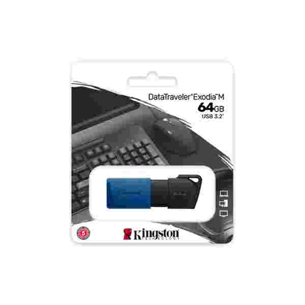 64 k Kingston DataTraveler Exodia M 64GB | USB 3.2 Gen 1 | Negro + Azul - Imagen 1