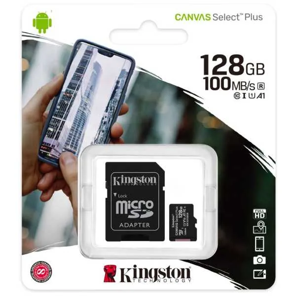 34204_4 Kingston - MEMORIA MICROSD 128GB CANVAS SELECT PLUS 100R - Imagen 1