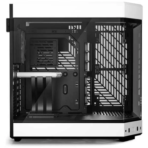 HYTE Y60 - Carcasa para juegos de computadora ATX de cristal templado panorámico de doble cámara con cable vertical PCIE 4.0 - Imagen 3