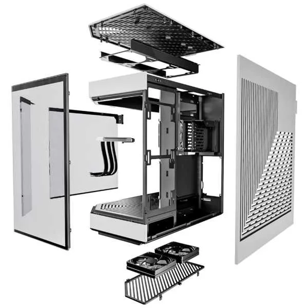 HYTE Y60 - Carcasa para juegos de computadora ATX de cristal templado panorámico de doble cámara con cable vertical PCIE 4.0 - Imagen 7