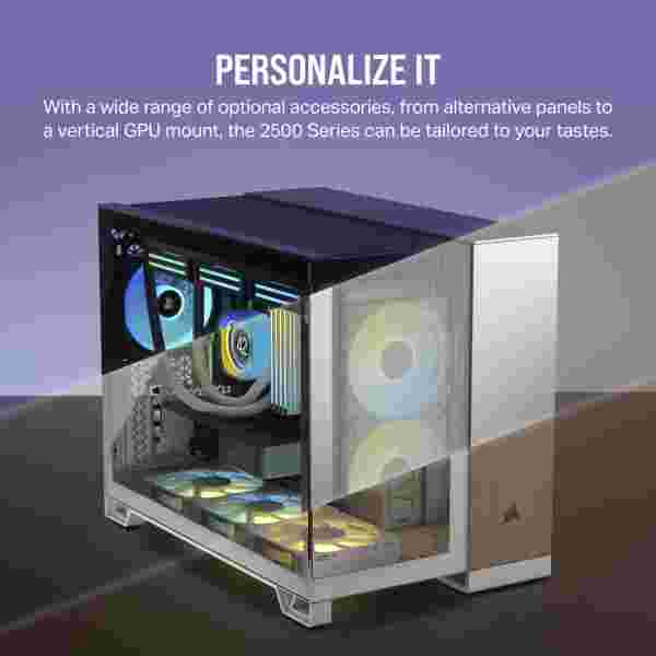 Corsair 2500D Airflow | Mid Tower | Dual Chamber | mATX / mini-ITX | Blanco - Imagen 7