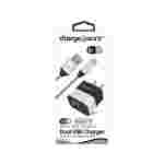 Cargador de Pared + Cable Micro USB Chargeworx | Dual USB 2.4A | 6FT | Plateado Metálico