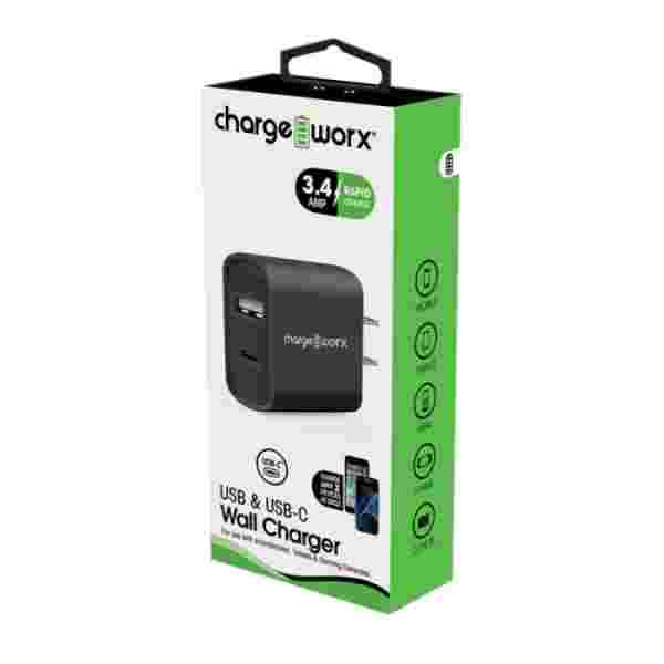 Cargador_de_Pared_Dual_USB_Chargeworx Cargador de Pared Dual USB Chargeworx | 5V / 2.4A | Negro | CX2605BK - Imagen 1