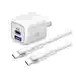 Cargador de Pared Dual USB + USB-C Argom ARG-AC-0155WT | Incluye Cable Tipo-C | Blanco