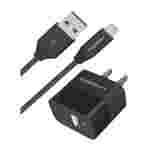 Cargador de Pared Dual USB + USB Type-C con Cable USB-C 6FT | Negro