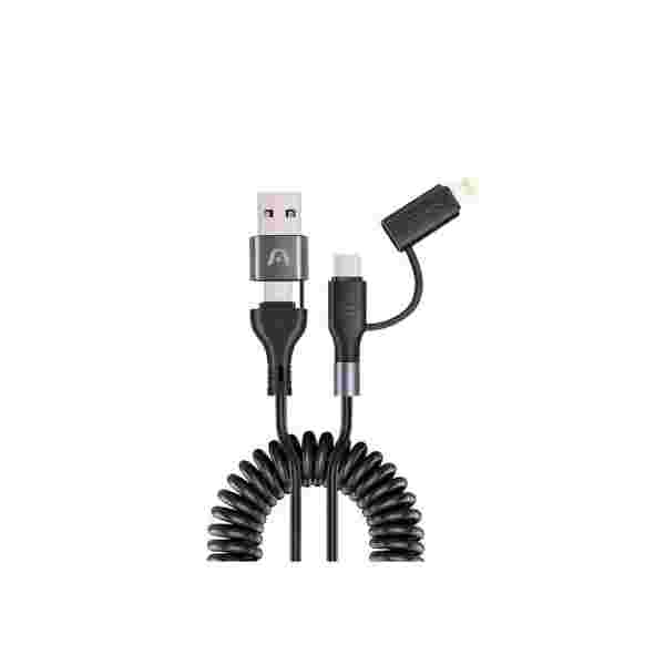 Cable Argom 4 en 1 USB-A + USB-C a USB-C + Lightning 60W PD 5 Pies (1.5m) Negro Cable Argom 4 en 1 | USB-A + USB-C a USB-C + Lightning | 60W PD | 5 Pies (1.5m) | Negro - Imagen 1
