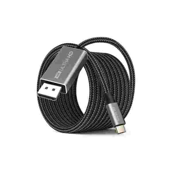 CABLE DISPLAY PORT ARGOM USB-C 6 Pies 4K 60Hz Nylon Trenzado Negro (ARG-CB-0096) CABLE DISPLAY PORT ARGOM USB-C | 6 Pies | 4K 60Hz | Nylon Trenzado | Negro (ARG-CB-0096) - Imagen 1