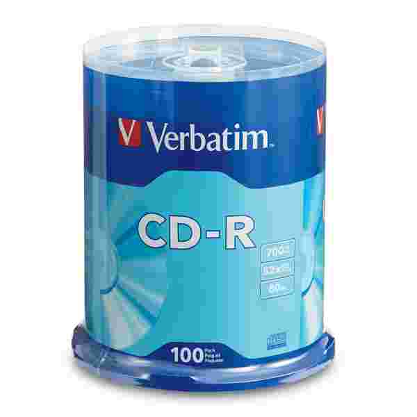 CD-R Verbatim 700MB 52X Speed Spindle Logo Surface Paquete de 100 Unidades (100PK) CD-R Verbatim 700MB | 52X Speed | Spindle Logo Surface | Paquete de 100 Unidades (100PK) - Imagen 1