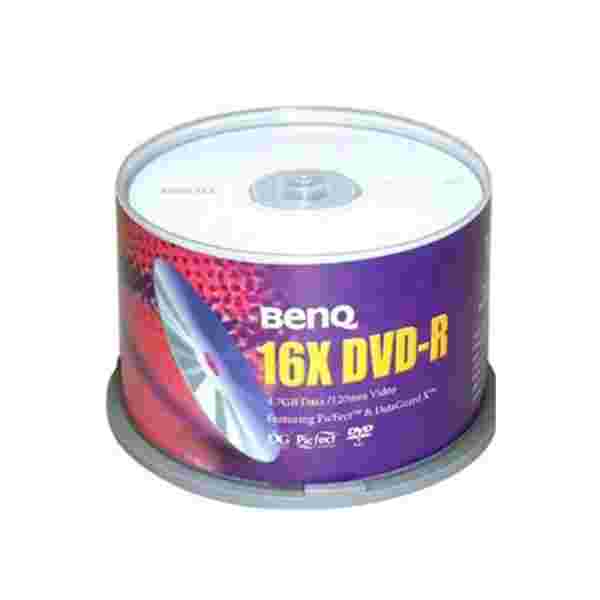 DVD-R BenQ 4.7GB | 16X Speed | Superficie con Logo | Paquete de 50 Unidades (50PK) - Imagen 1