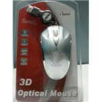 Mouse Mini Óptico USB Retráctil - Silver/Azul